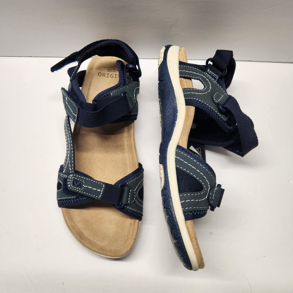 Earth Origins Shayla Navy Blue Sport Sandals Womens 9 Hook Loop Strappy EUC Shoe